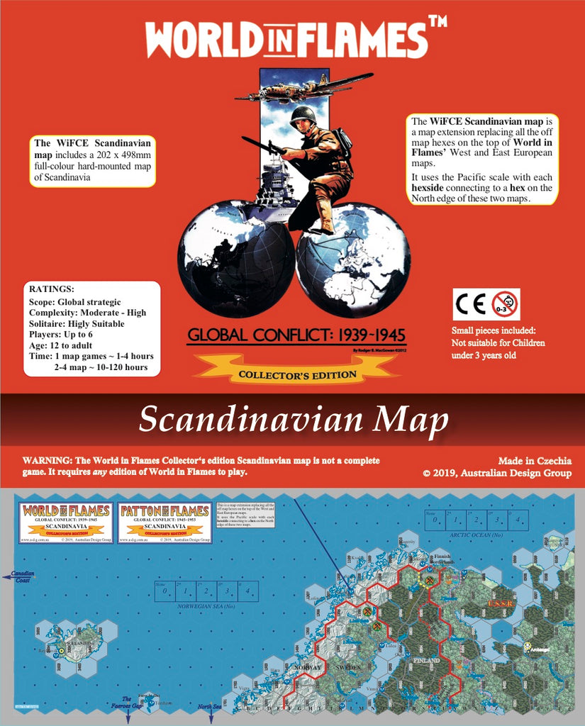 World in Flames Collector's Edition hard-mounted Scandinavian map